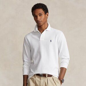 SOLD - Polo Ralph Lauren Men's Classic Fit Long Sleeve Mesh Polo - White - XS